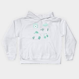 Blue Pastel Travel Doodles Kids Hoodie